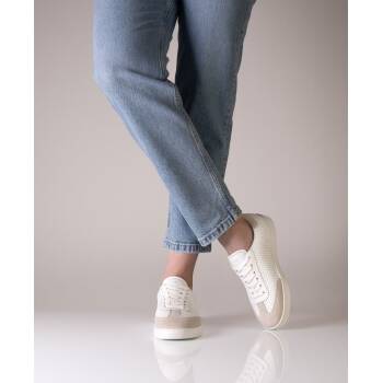 Anna Kern 7020 Suny Tanzsneaker Velour Beige-Weiß 4 = 36 2/3